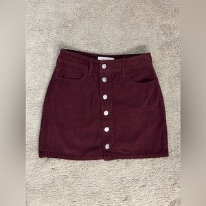 Pacsun Burgundy Corduroy Button Up Skirt